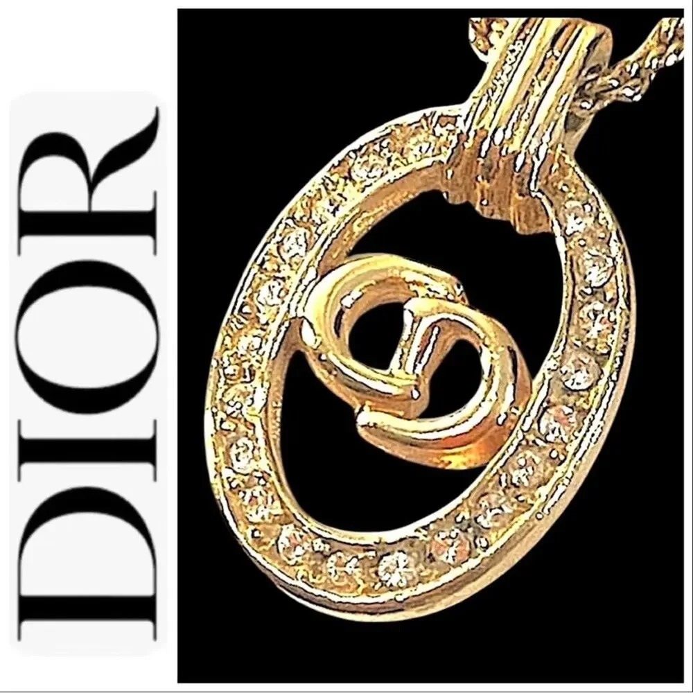 CHRISTIAN DIOR AUTH VINTAGE Gold Signature Necklace